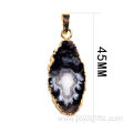 Wholesale Gilding Agate Cave Slices Semi Precious Stone Pendant